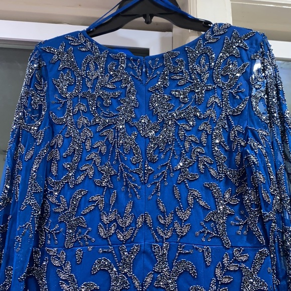 Aidan mattox fully beaded long sleeve V-Neck long gown - Picture 14 of 16